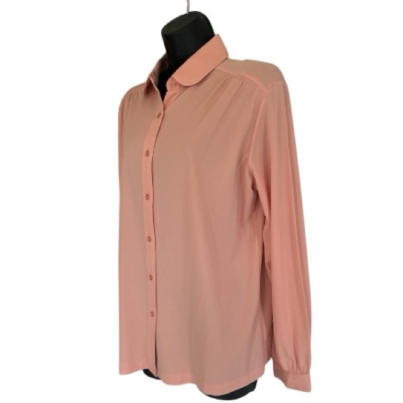 Miss K Tops - Vintage 80s Miss K Pink Blouse - Soft Peach/Pink Size M/L